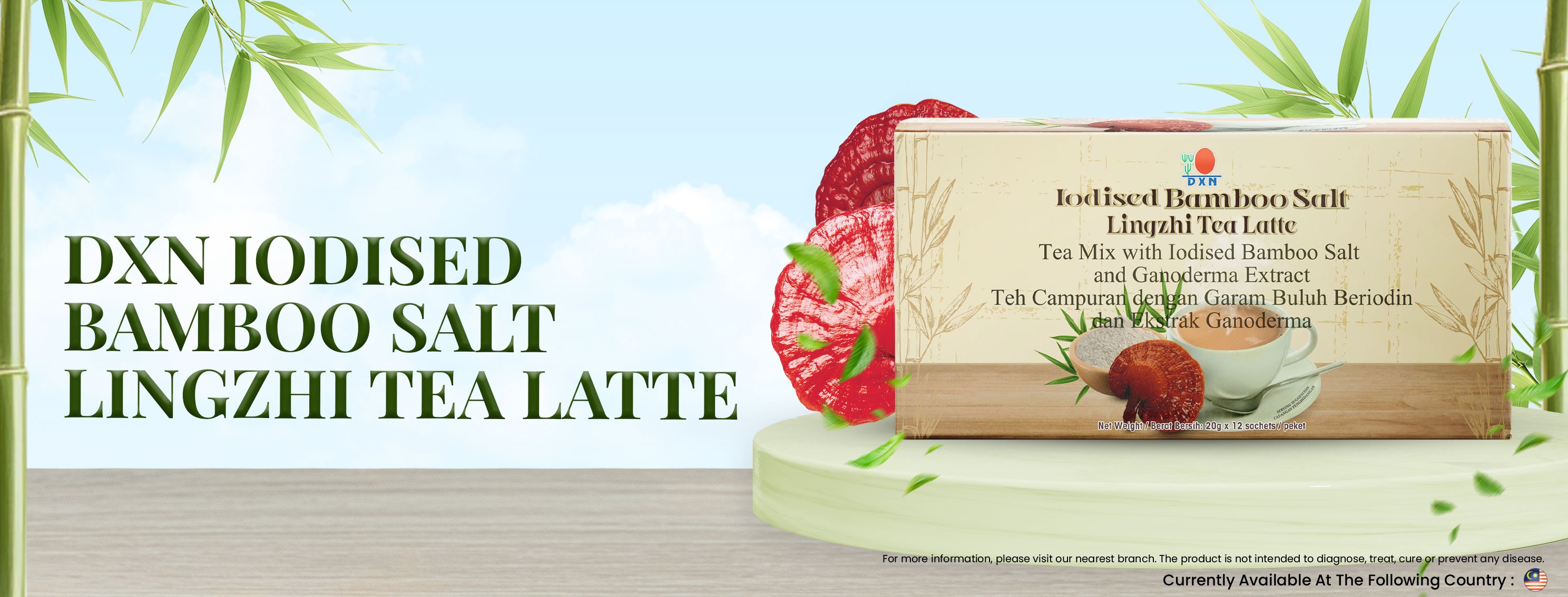 DXN Iodised Bamboo Salt Lingzhi Tea Latte Banner